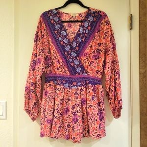 UMGEE USA women's size medium romper pink and purple floral print